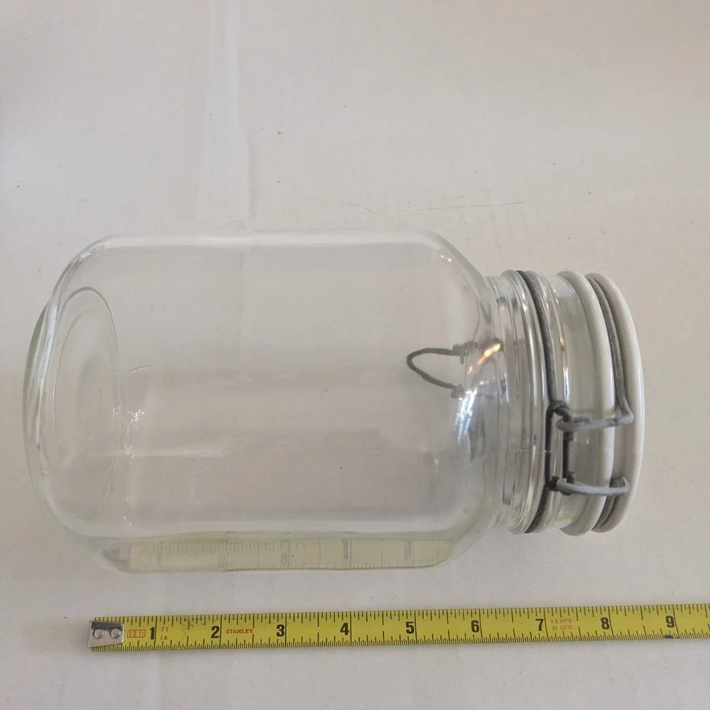 Vintage Glass Storage Jars With Snap Lids. Set Of 3